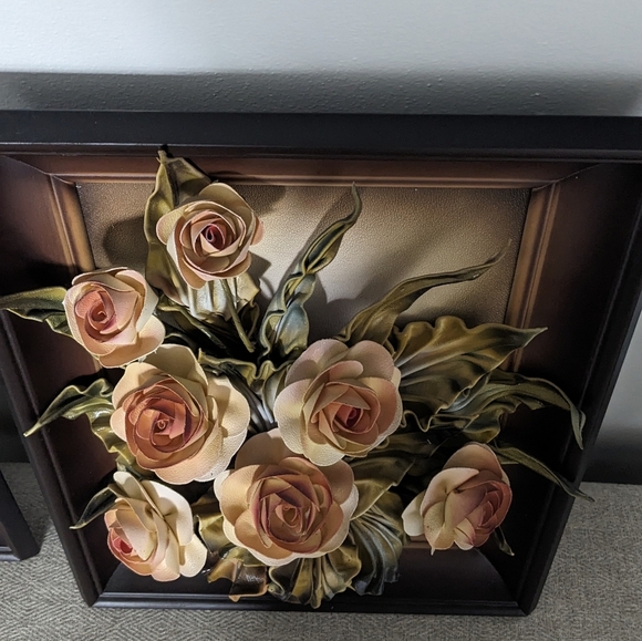 Leather Handmade Flower 3D Art From Poland (lot of 2) - Picture 3 of 10